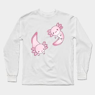 Pink cute axolotls Long Sleeve T-Shirt